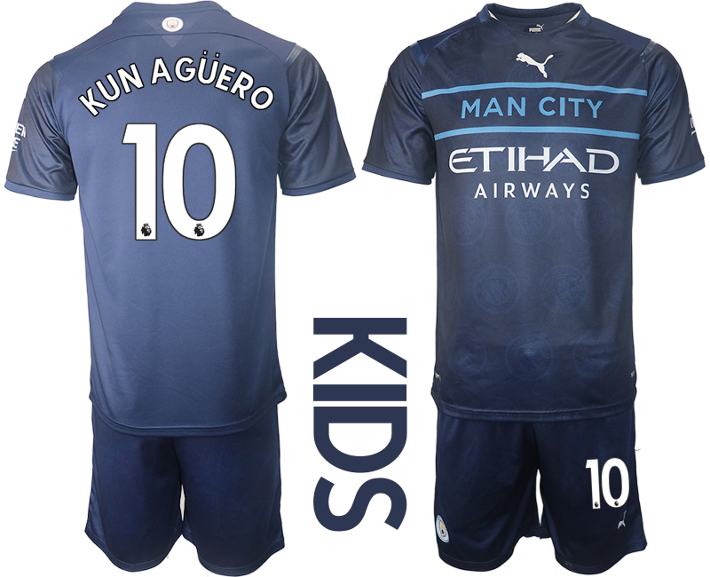 Youth 2021-2022 Club Manchester City away blue #10 Soccer Jersey